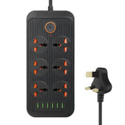 A07 2m 3000W 6 Spine + 6 Porte USB Presa Multifunzione Ignifuga con Interruttore, UK Plug, US Plug
