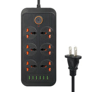 A07 2m 3000W 6 Spine + 6 Porte USB Presa Multifunzione Ignifuga con Interruttore, UK Plug, US Plug