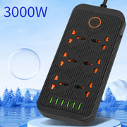 A07 2m 3000W 6 Spine + 6 Porte USB Presa Multifunzione Ignifuga con Interruttore, UK Plug, US Plug