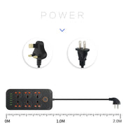 A07 2m 3000W 6 Spine + 6 Porte USB Presa Multifunzione Ignifuga con Interruttore, UK Plug, US Plug
