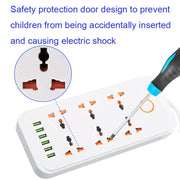 A07 2m 3000W 6 Spine + 6 Porte USB Presa Multifunzione Ignifuga con Interruttore, UK Plug, US Plug