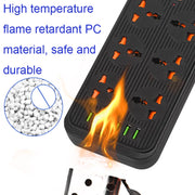 A07 2m 3000W 6 Spine + 6 Porte USB Presa Multifunzione Ignifuga con Interruttore, UK Plug, US Plug
