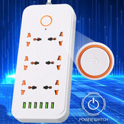 A07 2m 3000W 6 Spine + 6 Porte USB Presa Multifunzione Ignifuga con Interruttore, UK Plug, US Plug