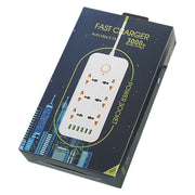 A07 2m 3000W 6 Spine + 6 Porte USB Presa Multifunzione Ignifuga con Interruttore, UK Plug, US Plug