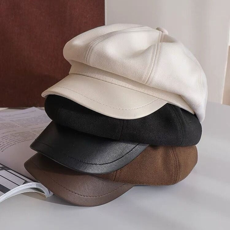 Berretto da donna autunno letterario retrò cappello da strillone berretto da ragazza ottagonale, Free Size
