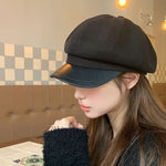 Berretto da donna autunno letterario retrò cappello da strillone berretto da ragazza ottagonale, Free Size