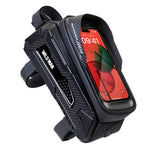 WILD MAN M30 Borsa per trave anteriore per mountain bike con guscio rigido da 1 litro Borsa per attrezzatura da ciclismo con touch screen in TPU, M30 (Black), M30 (Black Red)