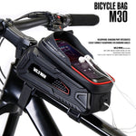 WILD MAN M30 Borsa per trave anteriore per mountain bike con guscio rigido da 1 litro Borsa per attrezzatura da ciclismo con touch screen in TPU, M30 (Black), M30 (Black Red)
