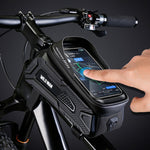 WILD MAN M30 Borsa per trave anteriore per mountain bike con guscio rigido da 1 litro Borsa per attrezzatura da ciclismo con touch screen in TPU, M30 (Black), M30 (Black Red)