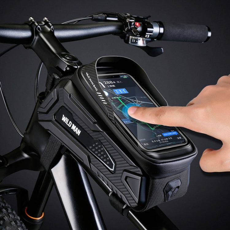 WILD MAN M30 Borsa per trave anteriore per mountain bike con guscio rigido da 1 litro Borsa per attrezzatura da ciclismo con touch screen in TPU, M30 (Black), M30 (Black Red)