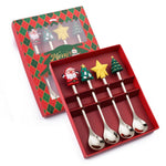 Stoviglie in acciaio inossidabile per bambole natalizie da 4 pezzi / confezione, A Spoon Fork, B Spoon Fork, C Spoon Fork, D Spoon