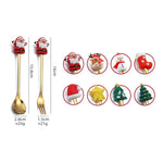Stoviglie in acciaio inossidabile per bambole natalizie da 4 pezzi / confezione, A Spoon Fork, B Spoon Fork, C Spoon Fork, D Spoon