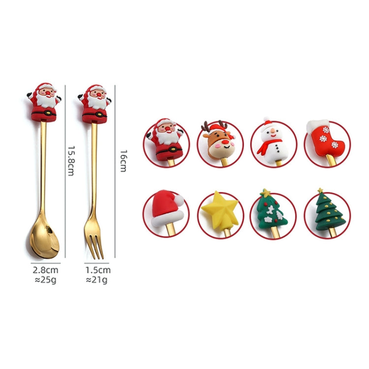 Stoviglie in acciaio inossidabile per bambole natalizie da 4 pezzi / confezione, A Spoon Fork, B Spoon Fork, C Spoon Fork, D Spoon