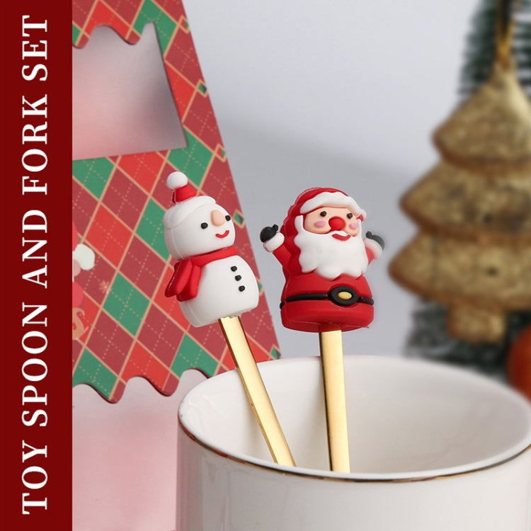 Stoviglie in acciaio inossidabile per bambole natalizie da 4 pezzi / confezione, A Spoon Fork, B Spoon Fork, C Spoon Fork, D Spoon