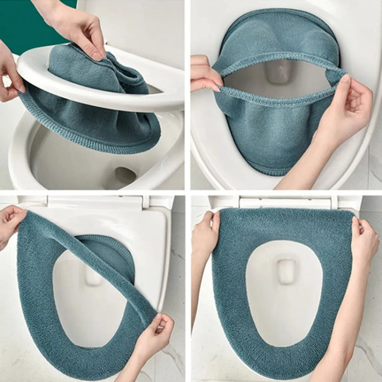 Copriwater caldo e spesso ispessito per WC lavabile in maglia universale, With Handle Pink, With Handle Gray, With Handle Blue, Flat Pink, Flat Gray, Flat Blue