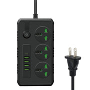 B09 2m 3000W 3 Spine + PD + 4 Porte USB Presa Multifunzionale Ignifuga Con Interruttore, UK Plug, US Plug