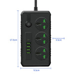 Presa multipla 3 spine 3000W con 4 porte USB e PD 2m