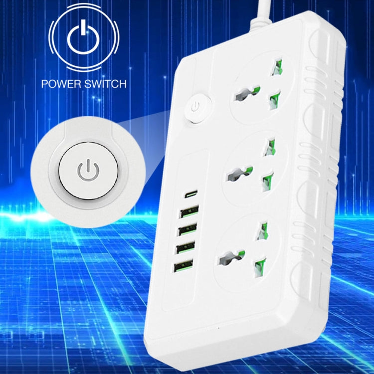 Presa multipla 3 spine 3000W con 4 porte USB e PD 2m