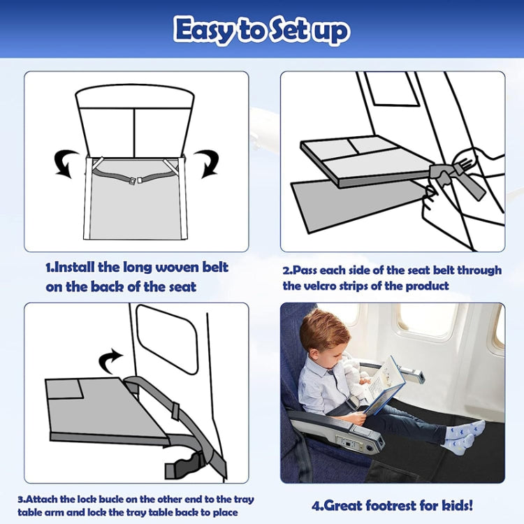 Cuscino da viaggio portatile per estensione del sedile dell'aereo per bambini, 79 x 44cm