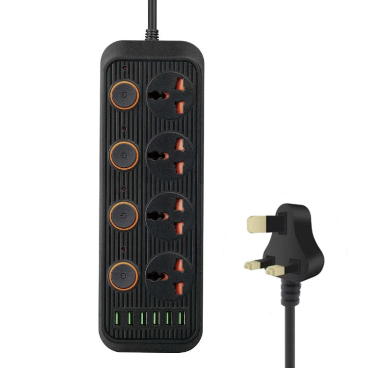 A05 2m 3000W 4 Spine + 6 Porte USB Presa Multifunzione Ignifuga Con Interruttore, UK Plug, US Plug