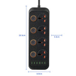 Multipresa 4 spine + 6 porte USB 3000W con interruttore