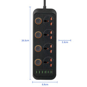 A05 2m 3000W 4 Spine + 6 Porte USB Presa Multifunzione Ignifuga Con Interruttore, UK Plug, US Plug