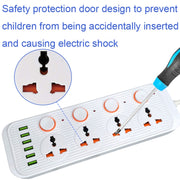 A05 2m 3000W 4 Spine + 6 Porte USB Presa Multifunzione Ignifuga Con Interruttore, UK Plug, US Plug