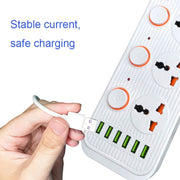 A05 2m 3000W 4 Spine + 6 Porte USB Presa Multifunzione Ignifuga Con Interruttore, UK Plug, US Plug