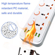A05 2m 3000W 4 Spine + 6 Porte USB Presa Multifunzione Ignifuga Con Interruttore, UK Plug, US Plug