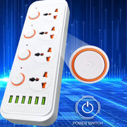 A05 2m 3000W 4 Spine + 6 Porte USB Presa Multifunzione Ignifuga Con Interruttore, UK Plug, US Plug