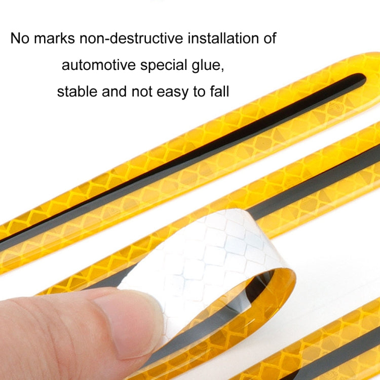 Adesivo riflettente protettivo di avvertimento di sicurezza per specchietto retrovisore per maniglia della portiera dell'auto da 8 pezzi/set, Red, Yellow, White, Blue, Fluorescent Green