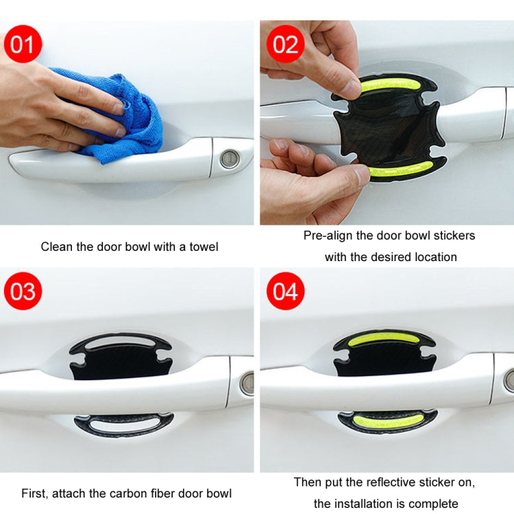 Adesivo riflettente protettivo di avvertimento di sicurezza per specchietto retrovisore per maniglia della portiera dell'auto da 8 pezzi/set, Red, Yellow, White, Blue, Fluorescent Green
