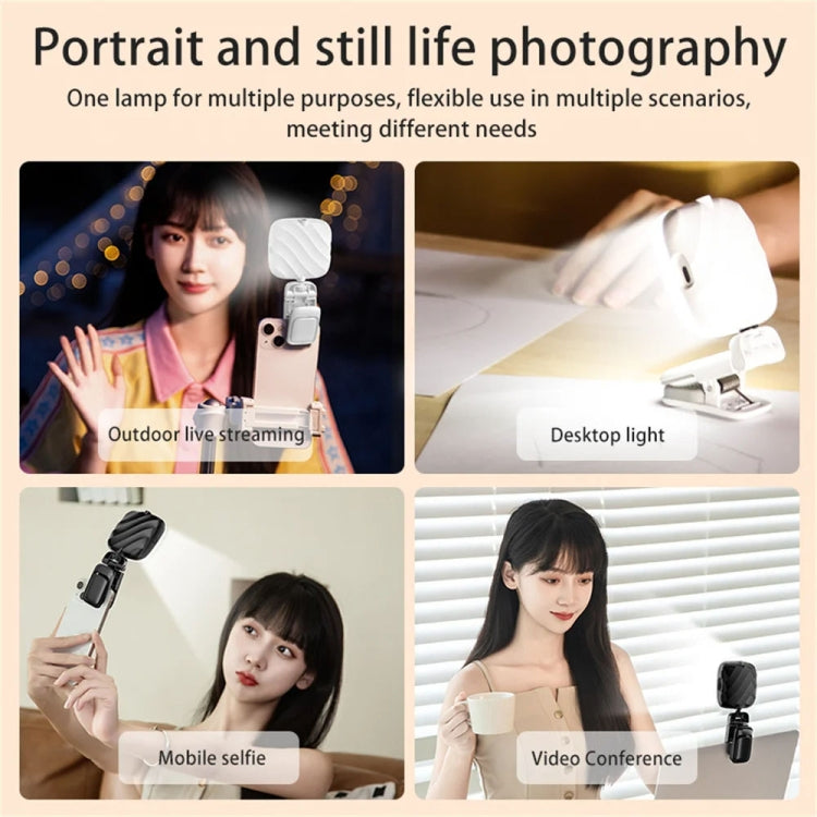 LED per telefono cellulare Live Beauty Fill Light Luce tascabile per fotocamera con ricarica USB, Black, White