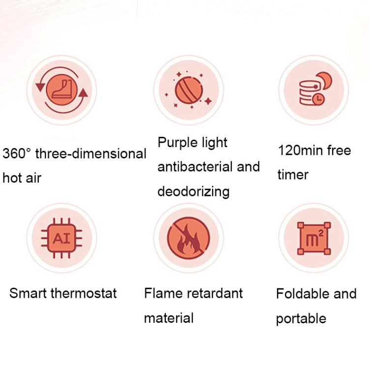 YM-102 Asciugatrice portatile per sterilizzazione e deodorizzazione con temporizzazione della casa intelligente UV Luce viola Asciugatrice portatile per scarpe, US Plug, EU Plug
