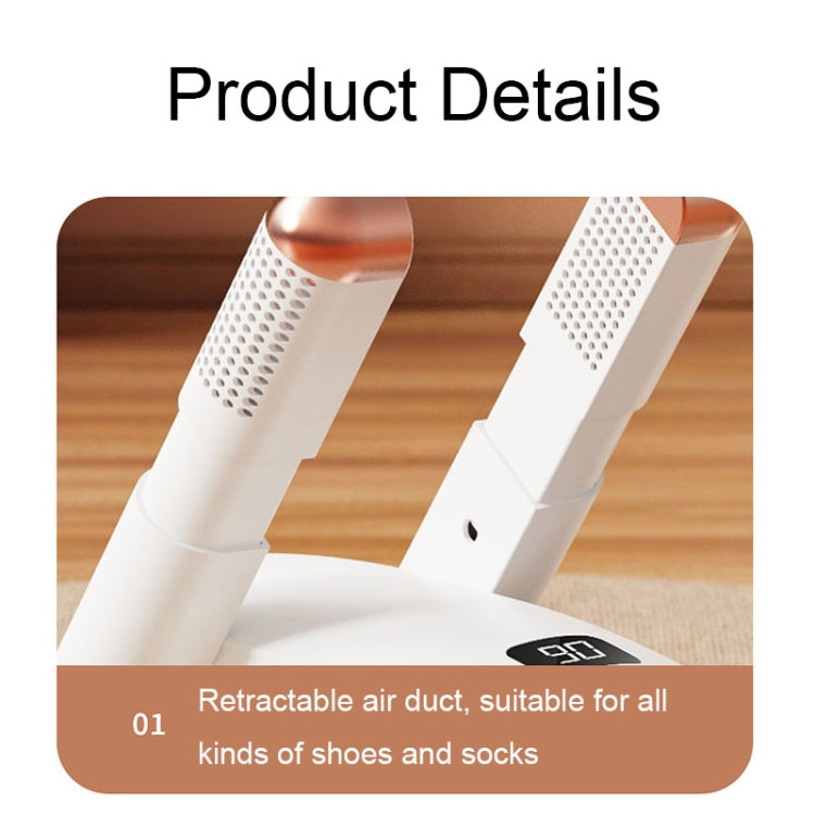 YM-102 Asciugatrice portatile per sterilizzazione e deodorizzazione con temporizzazione della casa intelligente UV Luce viola Asciugatrice portatile per scarpe, US Plug, EU Plug
