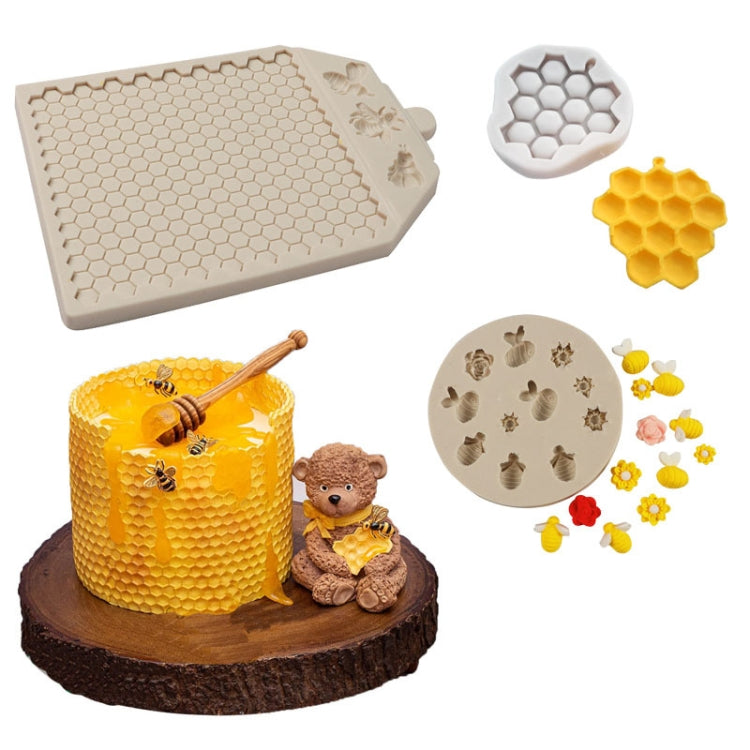 Stampo in silicone strutturato a nido d'ape Stampo per torta al cioccolato fondente con ape, Mk-2019 Light Gray, Mk-2340 Light Gray, Mk-2373 Pink, Mk-2373 Light Gray