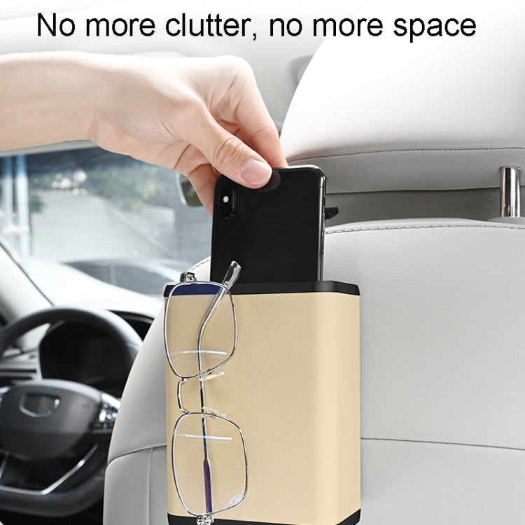 Scatola portaoggetti per appendere la porta dello schienale dell'auto, pattumiera multifunzionale per auto, Beige, Gray, Black