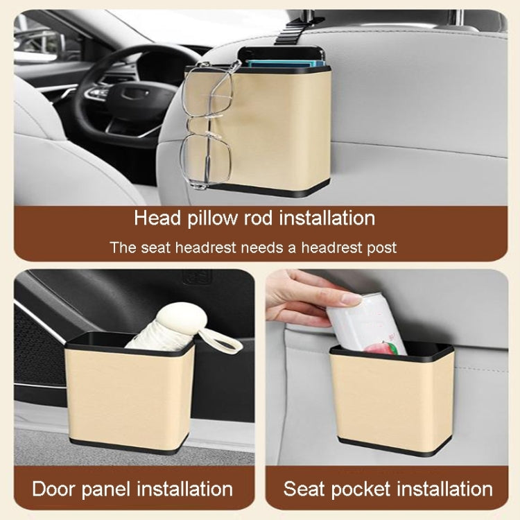 Scatola portaoggetti per appendere la porta dello schienale dell'auto, pattumiera multifunzionale per auto, Beige, Gray, Black