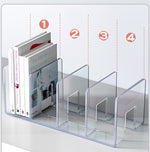 Scaffale per libri da scrivania in acrilico, scaffale per libri, cancelleria per ufficio, Regular Transparent, Thicken Transparent With Groove, Thicken Transparent, Thicken Green, Thicken Purple