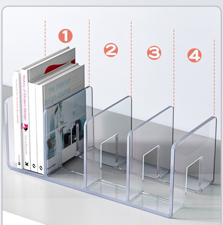 Scaffale per libri da scrivania in acrilico, scaffale per libri, cancelleria per ufficio, Regular Transparent, Thicken Transparent With Groove, Thicken Transparent, Thicken Green, Thicken Purple