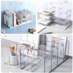 Scaffale per libri da scrivania in acrilico, scaffale per libri, cancelleria per ufficio, Regular Transparent, Thicken Transparent With Groove, Thicken Transparent, Thicken Green, Thicken Purple