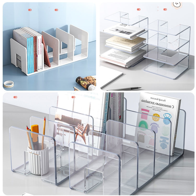 Scaffale per libri da scrivania in acrilico, scaffale per libri, cancelleria per ufficio, Regular Transparent, Thicken Transparent With Groove, Thicken Transparent, Thicken Green, Thicken Purple