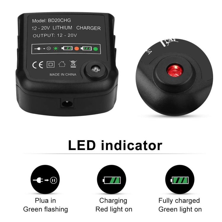 BD20CHG per accessori per utensili elettrici caricabatteria per batteria al litio da 20 V, US, EU