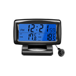 Orologio da auto LCD con luce notturna Elettronica automobilistica Doppio termometro interno ed esterno, 2 in 1 Black