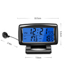Orologio da auto LCD con luce notturna Elettronica automobilistica Doppio termometro interno ed esterno, 2 in 1 Black