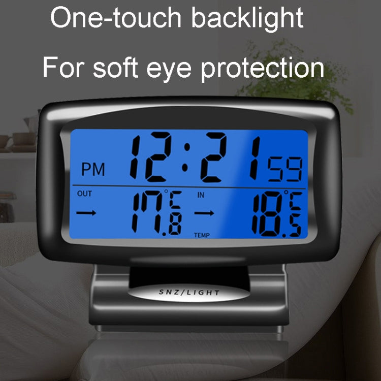 Orologio da auto LCD con luce notturna Elettronica automobilistica Doppio termometro interno ed esterno, 2 in 1 Black