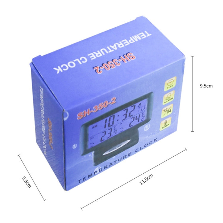 Orologio da auto LCD con luce notturna Elettronica automobilistica Doppio termometro interno ed esterno, 2 in 1 Black
