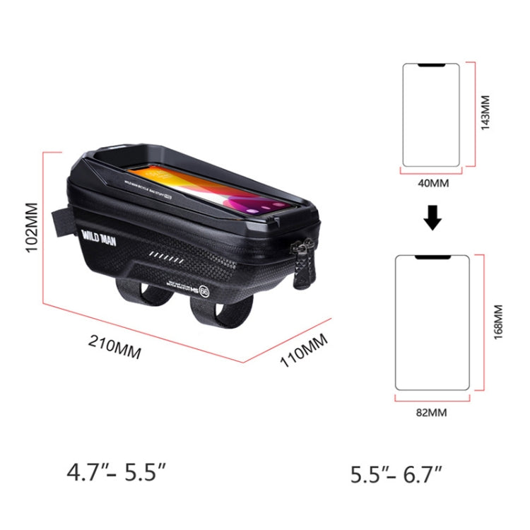 WILD MAN MS66 Borsa per cellulare con touch screen da ciclismo con guscio rigido in EVA da 1,2 litri, MS66
