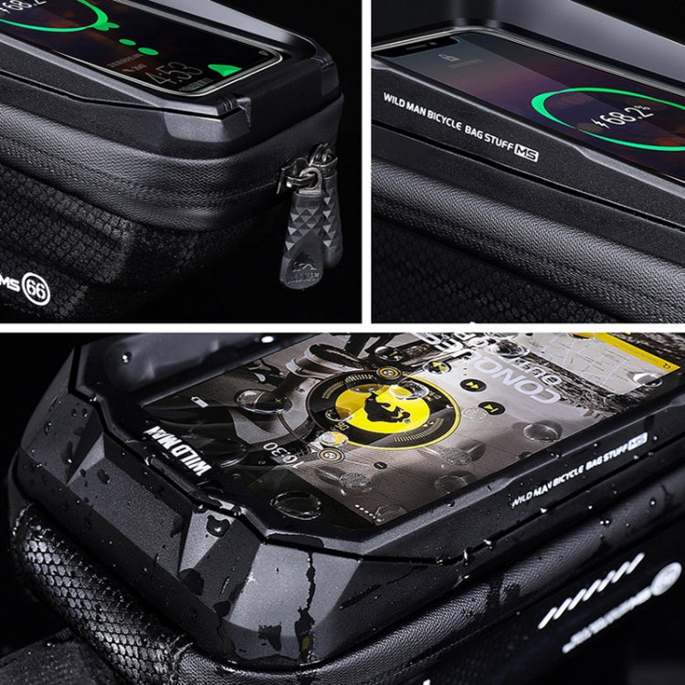 WILD MAN MS66 Borsa per cellulare con touch screen da ciclismo con guscio rigido in EVA da 1,2 litri, MS66
