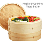 Cestino per cottura a vapore vegetariano per cibo asiatico in bambù per la cottura a vapore del panino, 21cm Cover, 21cm Cage, 27cm Cover, 27cm Cage
